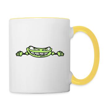 hide frame text write wall wall meme g - Contrasting Mug - white/yellow - Right