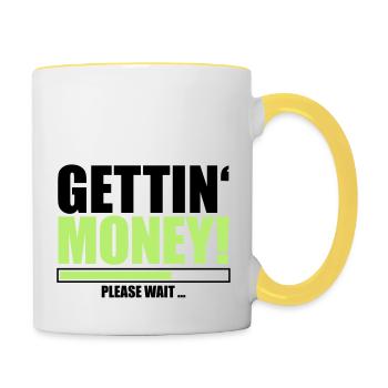 chargement s'il vous plaît loin chargement barre de chargement buendel geldsc - Mug contrasté - blanc/jaune - Droite