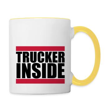 logo trucker inside truck truck truck truck driver - Contrasting Mug - white/yellow - Right