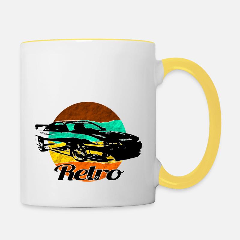 Retro Car Auto - Contrasting Mug - white/yellow