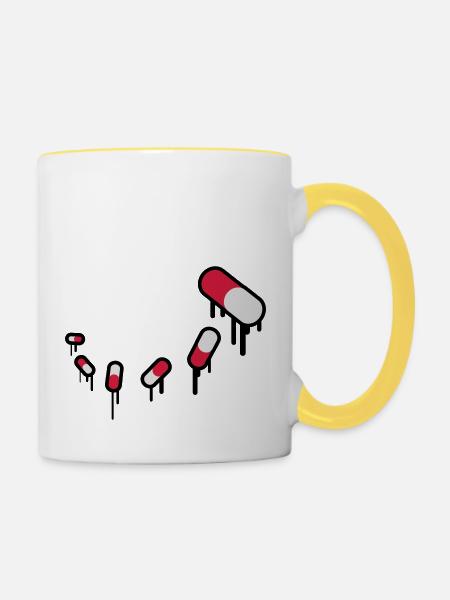 Medicine Pills - Tasse zweifarbig - Weiß/Gelb