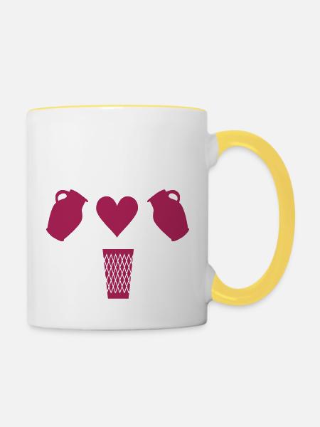 Bembel Love - Apfelwein und Geripptes - Tasse zweifarbig - Weiß/Gelb