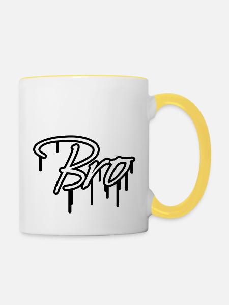 Bro Graffiti Design - Tasse zweifarbig - Weiß/Gelb