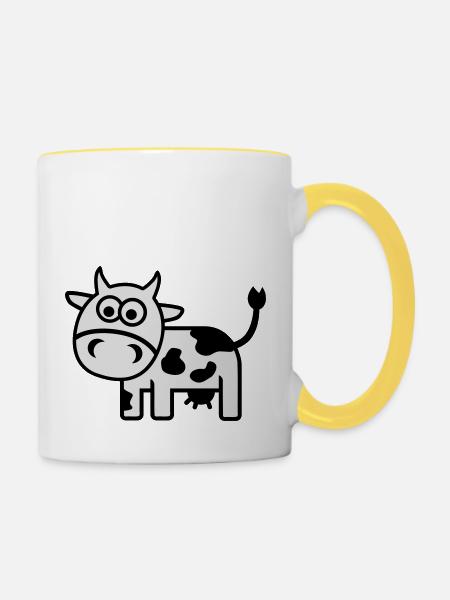 Kuh - Tasse zweifarbig - Weiß/Gelb