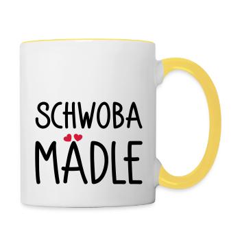 Schwoba Mädle - Tasse zweifarbig - Weiß/Gelb - Rechts