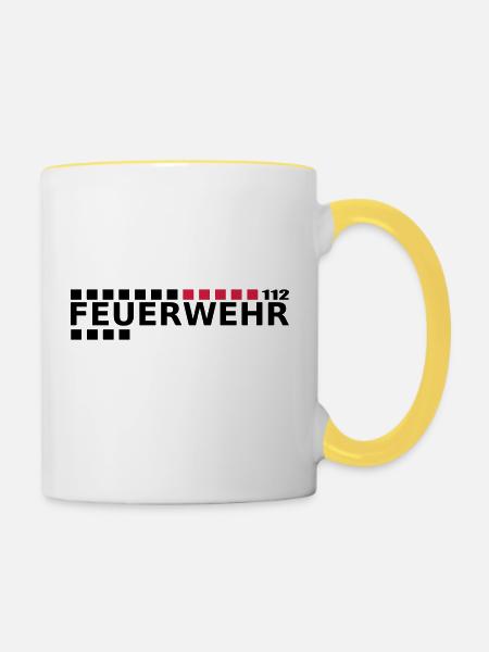 Feuerwehr 112 - Tasse zweifarbig - Weiß/Gelb