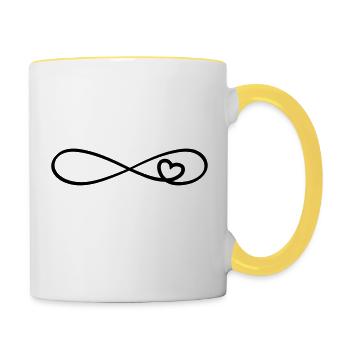 heart loop infinitely endless eternally limitless without - Contrasting Mug - white/yellow - Right