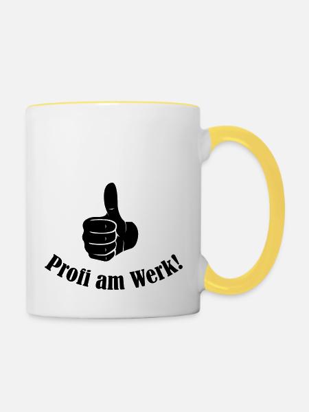 profi_am_werk - Tasse zweifarbig - Weiß/Gelb