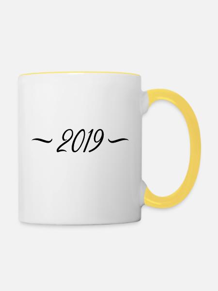 2019 - Tasse zweifarbig - Weiß/Gelb