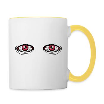 2 grosse Augen - Tasse zweifarbig - Weiß/Gelb - Rechts