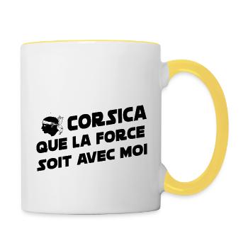 Corsica que la force soit avec moi - Mug contrasté - blanc/jaune - Droite