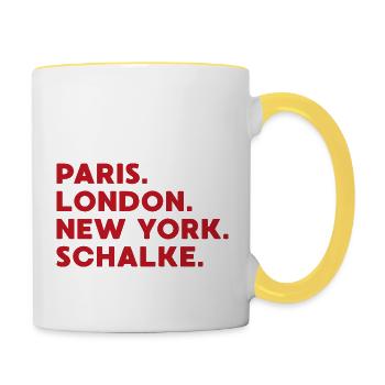 Schalke Geschenk Fußball Spiel Sport Ball - Tasse zweifarbig - Weiß/Gelb - Rechts