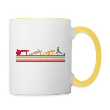 Fitness Vintage Design Plank Muskeln Sport Gym - Tasse zweifarbig - Weiß/Gelb - Rechts