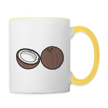 noix de coco - Mug contrasté - blanc/jaune - Droite