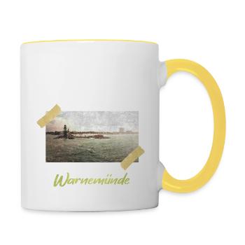 Warnemünde Vintage Photo - Tasse zweifarbig - Weiß/Gelb - Rechts