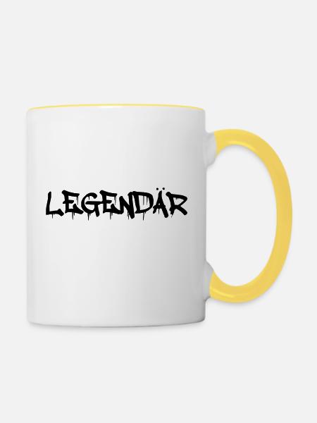 legendär - Tasse zweifarbig - Weiß/Gelb