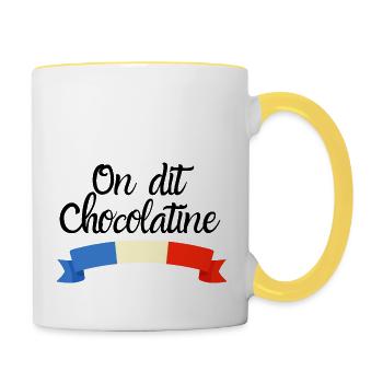 On dit chocolatine - Mug contrasté - blanc/jaune - Droite