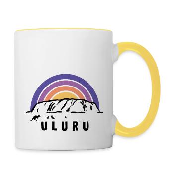 Uluru Ayers Rock Australien Down Under Souvenir - Tasse zweifarbig - Weiß/Gelb - Rechts