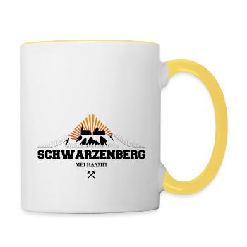100% Schwarzenberg Erzgebirge - Tasse zweifarbig - Weiß/Gelb - Rechts
