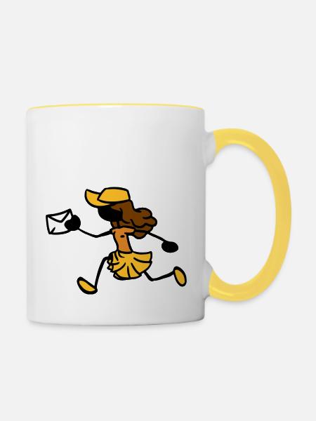 Postbotin Postfrau Kurier - Tasse zweifarbig - Weiß/Gelb