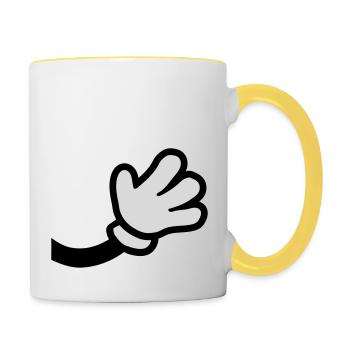 Agiter la main de la bande dessinée - Mug contrasté - blanc/jaune - Droite
