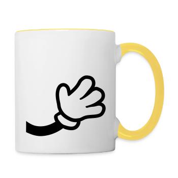 Geste de la main comique - Mug contrasté - blanc/jaune - Droite
