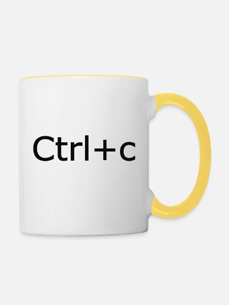 STRG+C - Tasse zweifarbig - Weiß/Gelb
