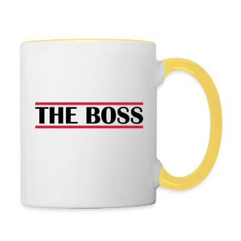 Logo Le Patron - Mug contrasté - blanc/jaune - Droite