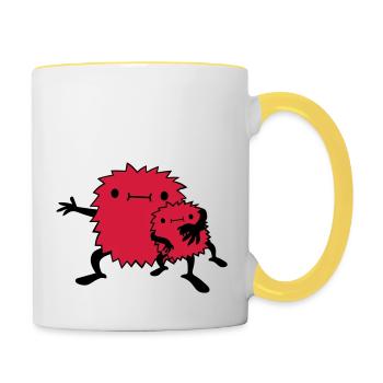 Monster Kind Familie - Tasse zweifarbig - Weiß/Gelb - Rechts