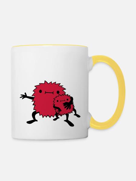 Monster Kind Familie - Tasse zweifarbig - Weiß/Gelb