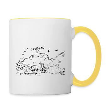 village gruissan flamant - Mug contrasté - blanc/jaune - Droite