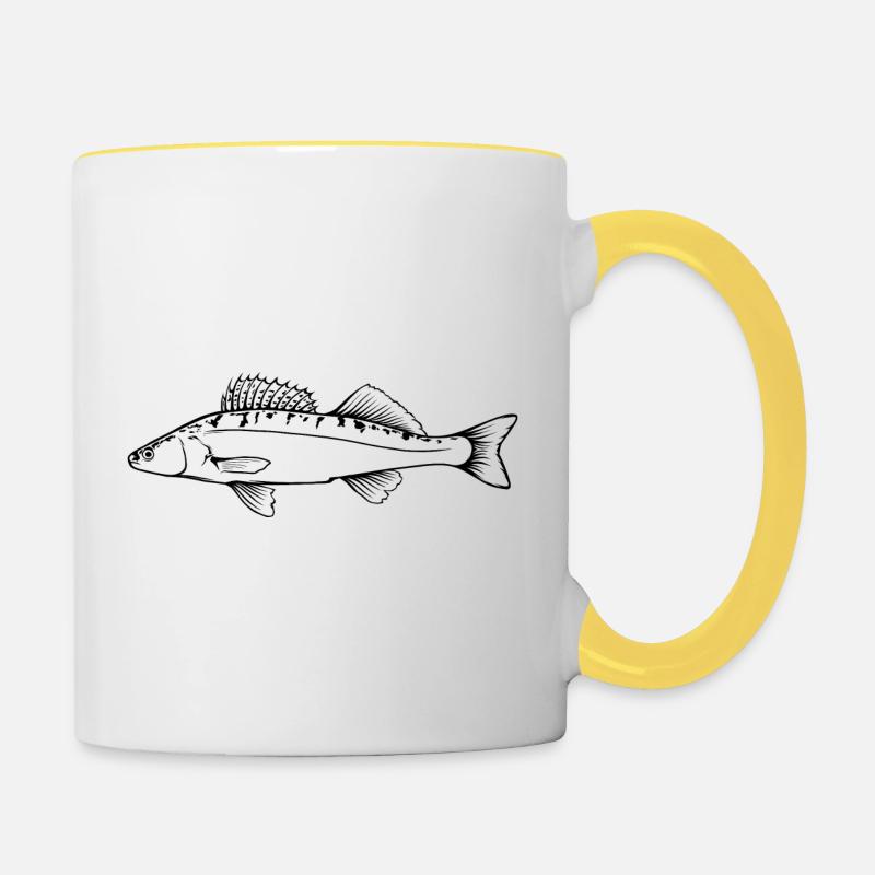 Zander Outline par Scuba.Style - Mug contrasté - blanc/jaune