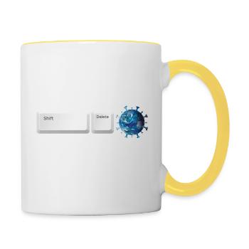 Shift Delete Covid Forever - Contrasting Mug - white/yellow - Right