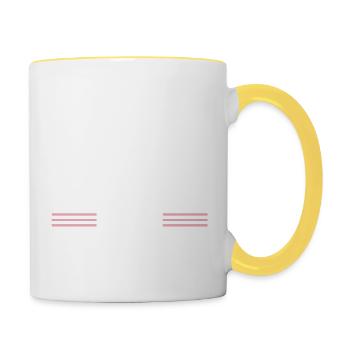 carpenter quotes tshirts job americas chainsaw - Contrasting Mug - white/yellow - Right