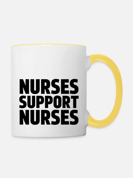 Krankenschwestern unterstützen Krankenschwestern - Tasse zweifarbig - Weiß/Gelb