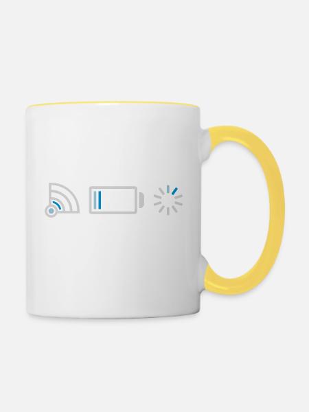 Internet keine Verbindung Batterie - Tasse zweifarbig - Weiß/Gelb