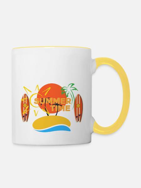 SOMMERZEIT - Tasse zweifarbig - Weiß/Gelb
