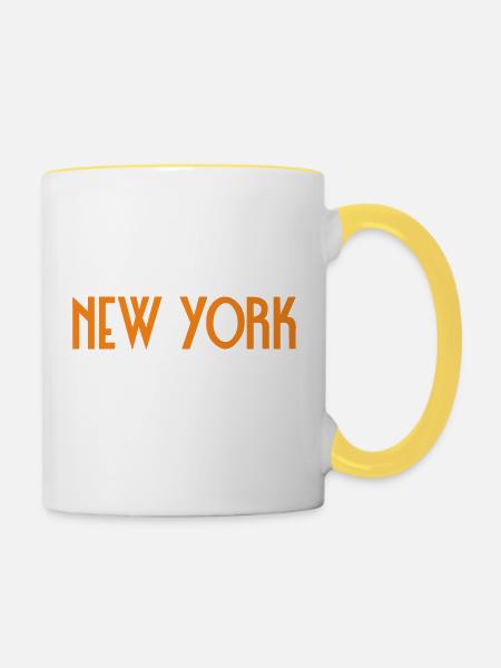 New York - Tasse zweifarbig - Weiß/Gelb