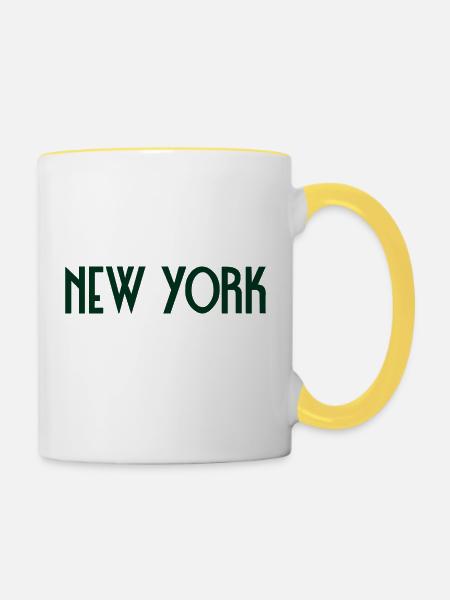 New York - Tasse zweifarbig - Weiß/Gelb