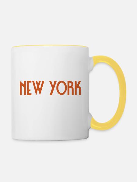 New York - Tasse zweifarbig - Weiß/Gelb