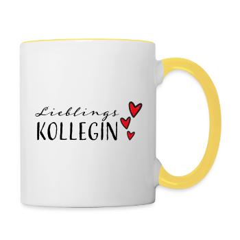 Lieblingskollegin Kollegin Abschiedsgeschenk Tasse - Tasse zweifarbig - Weiß/Gelb - Rechts