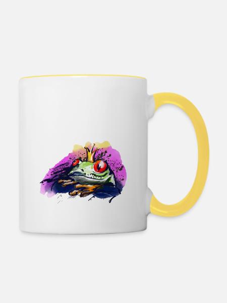 Der Froschprinz - Tasse zweifarbig - Weiß/Gelb
