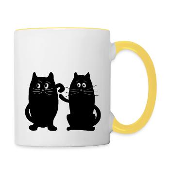 Chats - Mug contrasté - blanc/jaune - Droite
