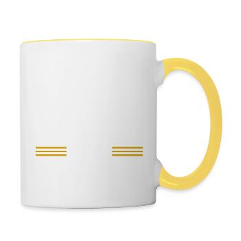carpenter jokes tshirts felling plumber tree funny - Contrasting Mug - white/yellow - Right