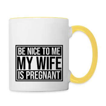 ma femme est enceinte - Mug contrasté - blanc/jaune - Droite
