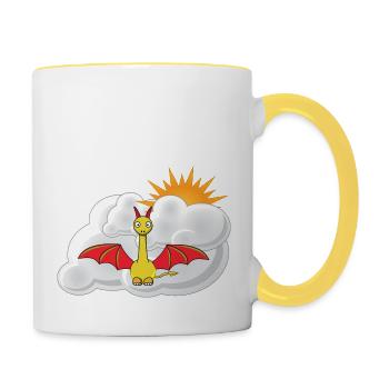 Dragon for baby, playful children's theme - Contrasting Mug - white/yellow - Right