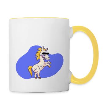 Dessin animé Licorne - Mug contrasté - blanc/jaune - Droite