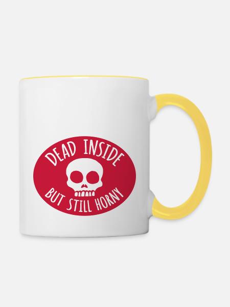 dead inside but horny - Tasse zweifarbig - Weiß/Gelb