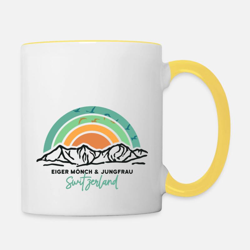 Berge Eiger Mönch und Jungfrau Berner Oberland - Tasse zweifarbig - Weiß/Gelb