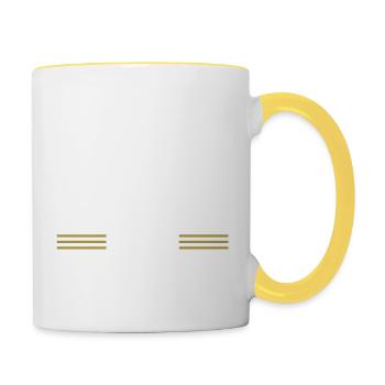 carpenter plumber chainsaw forest work woodcutter - Contrasting Mug - white/yellow - Right